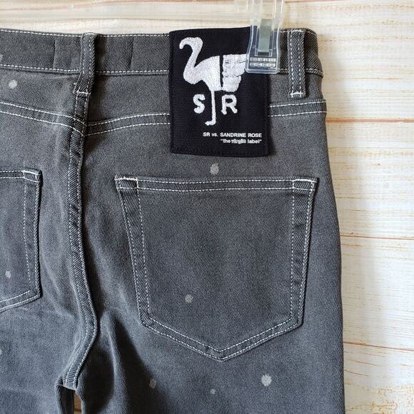 Free People x Sandrine Rose Polka Grey Stretchy Skinny Jeans Women's Size 26 - Picture 4 of 8